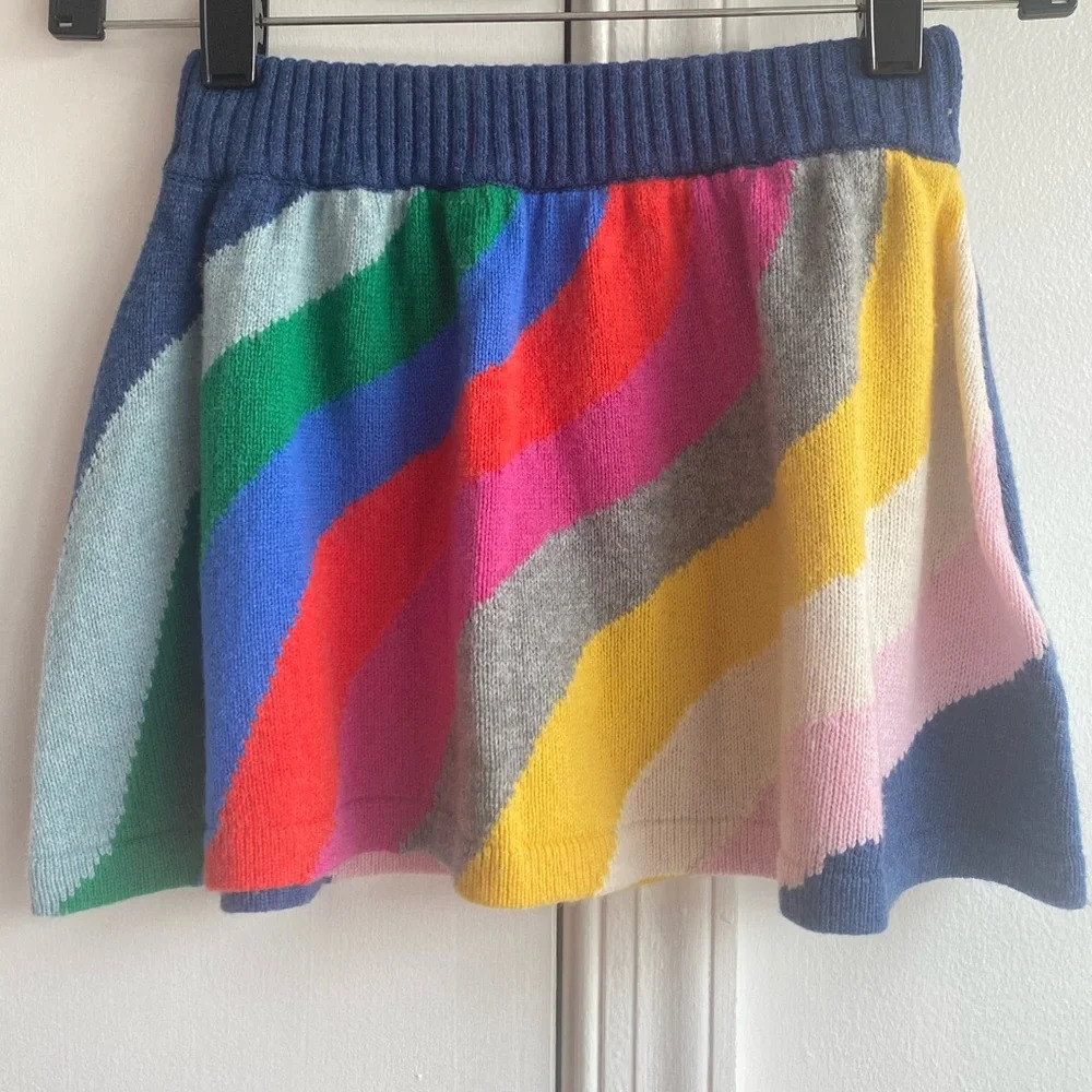 Mini Boden rainbow wave knit  skirt size 4-5 wool blend